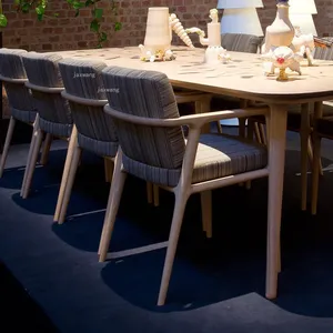 Chaises de salle à manger en bois de frêne nordique pour salon, chambre à coucher, chaise d'ordinateur avec dossier, <span class=keywords><strong>fauteuil</strong></span> de loisirs simple en tissu pour balcon et appartement - Product Image 5