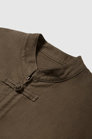 Veste universitaire à boucle pan de style chinois automne col rond fermeture éclair couleur unie veste de baseball en coton térylène