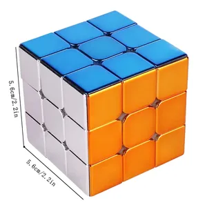 Cubo Mágico Chapado en Oro Educativo, Cubo Cuadrado 3x3x3 para Niños