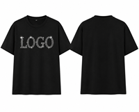 T-shirt personnalisé en strass pour femme, logo scintillant, coton premium, streetwear décontracté, plusieurs couleurs, OEM ODM, tee-shirt mode diamant