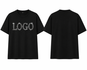 Camiseta personalizada con pedrería para mujer, logotipo brillante, algodón premium, ropa casual de calle, varios colores, OEM, ODM, camiseta de moda con diamantes. - Product Image 2