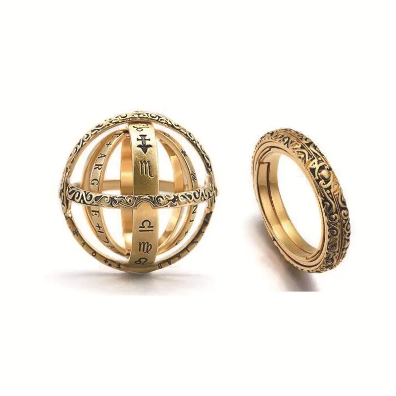 ขายร้อน2022เยอรมนีแหวนวินเทจเงินทองเปิดล็อกเกตจักรวาลแหวนนิ้วพับได้ดาราศาสตร์ทรงกลมแหวนลูก
