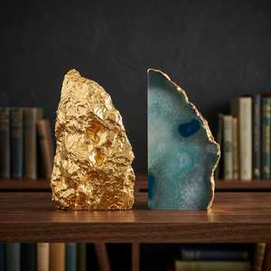 Entreprises de vente en gros de serre-livres décoratifs en agate plaquée or, artisanat en cristal naturel fait main, pierres de Reiki, mascotte, minéraux Feng Shui, pierres précieuses - Product Image 3