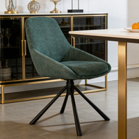 Chaise de salle à manger pivotante rembourrée moderne, fauteuil d'appoint en tissu doux avec pieds en métal noir pour la maison, la cuisine et les restaurants