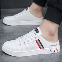 Chaussures pour hommes, taille extra large, chaussures décontractées pour hommes, chaussures de skate, en cuir synthétique, plates, blanches