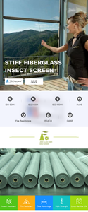 JINDI Malla Rígida Personalizada Anti Fuego Mosquitera Protección Ventana Fibra de Vidrio Insectos Enrollar-up Pantalla Deslizante Malla Ventana Puerta - Product Image 2
