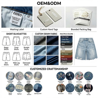 EIDEO OEM ODM Custo Eco bleach Stone Wash Ripped Patch Straight Denim Shorts Straight Fit Shorts Cuffs Distressed Jorts pour Hommes