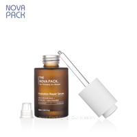 Emballage de flacon de sérum de 30ml 50ml 60ml Flacon compte-gouttes en verre ambré à bouton-poussoir Flacon d'huile facial à épaule plate