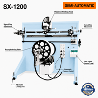 Máquina de Serigrafía Semiautomática Neumática para Bidones Químicos, Barriles de Vino, Tapas Grandes de 300 mm de Diámetro, 1000 mm Personalizables SX-1200