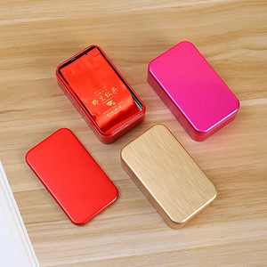 Caja de metal cepillado portátil, compartimento rectangular cubierto para almacenamiento de té, tamaño pequeño - Product Image 3