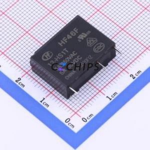 HF46F/12-HS1T Power Relay Through hole,7x20.5mm Relay 12V 1 Normally Open: 1A (SPST-Normally Open)::: 4 5A-30VDC/5A-250VAC - Product Image 1