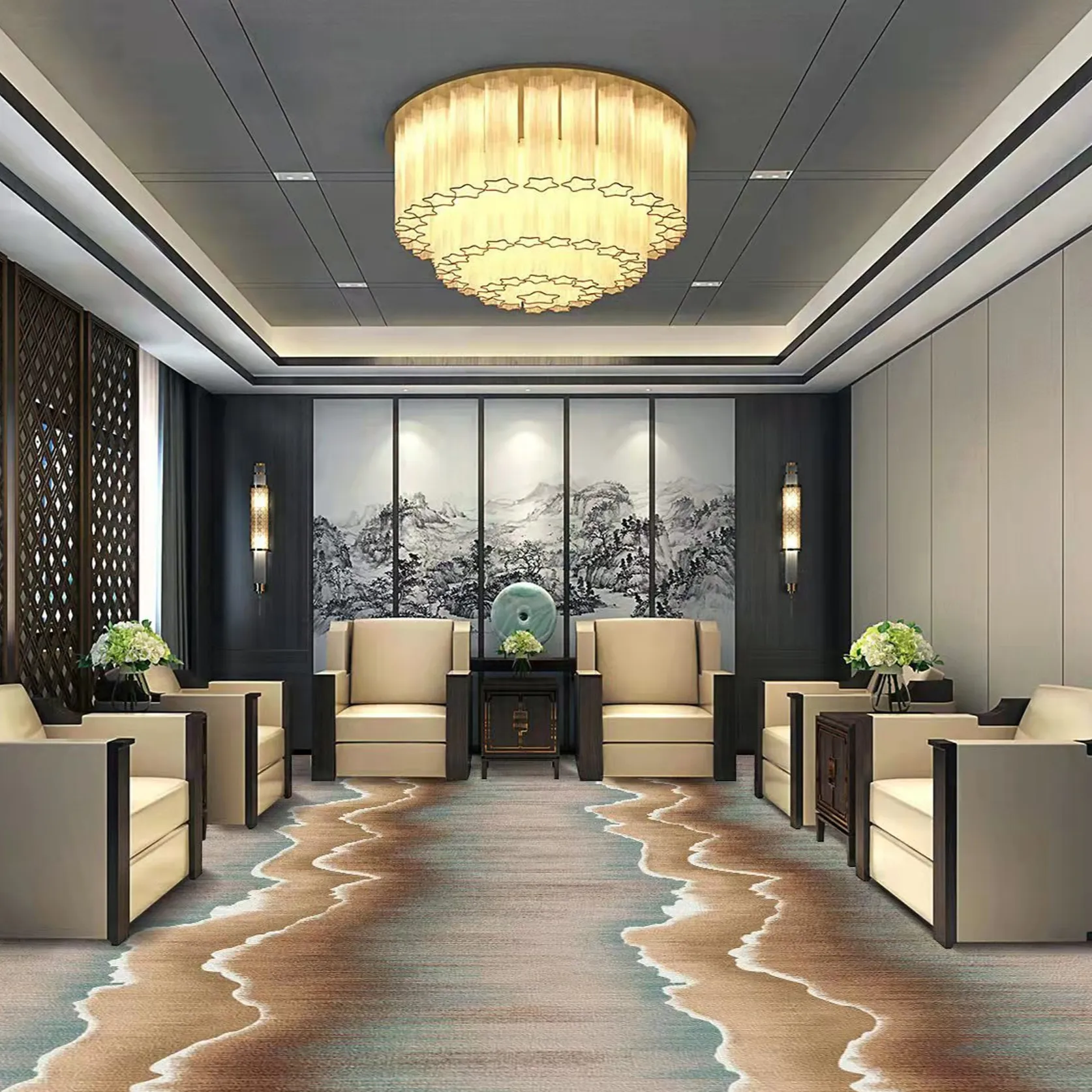 3D dicetak Hotel mencetak dinding karpet ke dinding Hotel karpet kamar untuk lorong perjamuan