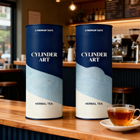 Emballage en tube de papier biodégradable sur mesure avec couvercle métallique scellé, cylindre en papier compostable pour thé en vrac, café en poudre