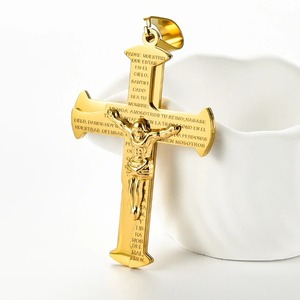 Colgante de cruz <span class=keywords><strong>grande</strong></span> único de acero inoxidable para cadena, collar para hombres y mujeres, amuletos geométricos vintage punk, regalo de joyería para fiestas y Navidad - Product Image 6