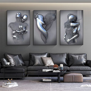 Quadro Decorativo <span class=keywords><strong>Moderno</strong></span> da Parete per <span class=keywords><strong>Soggiorno</strong></span>, Dipinto su Tela Incorniciato, Decorazione Astratta con Figure - Product Image 3