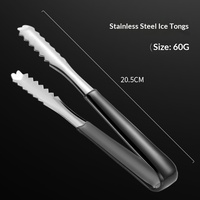 Pince à glace en acier inoxydable avec revêtement en silicone et poignée dentelée pour servir des glaçons, des fruits, pour la maison et le bar - Vente en gros