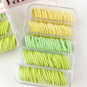 <b>Childrens</b> Hair <b>Ties</b> Matcha Five Compartment Box Yellow Green Cute Cartoon Daily Use - Product Image 2