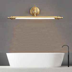 Faros delanteros de espejo de latón europeo, lámpara frontal de espejo LED para baño, lámparas de tocador para dormitorio, luces de pared largas de cobre para el hogar del Hotel - Product Image 5