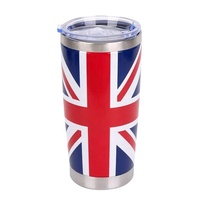 Gobelet isotherme personnalisé avec logo et drapeau national, 20 oz, en acier inoxydable, tasse à café sous vide pour les fans de football à domicile