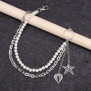 Cadena de cintura metálica de doble capa con perlas de estilo europeo y americano, con colgante de estrella, pluma y corazón para uso diario. - Product Image 4