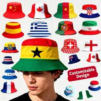Chapeau Bob en Jean Personnalisé avec Imprimé Drapeaux de Plusieurs Pays (USA, Mexique, Brésil) – Idéal pour les Fans de l'Équipe Nationale et les Pêcheurs – Parfait pour les Voyages
