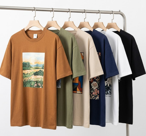 Lote al por mayor de camisetas unisex de algodón puro de alto gramaje con estampado, talla única, top de verano, limpio, en stock, envío rápido - Product Image 2