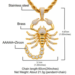 Oferta Especial: Collar con Colgante de Escorpión Hip Hop <span class=keywords><strong>CZ</strong></span>, Chapado en PVD, Joyería de Moda para Hombre, Regalo para Fiestas y Eventos - Product Image 4