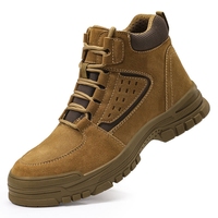 Bottes de sécurité montantes légères pour hommes avec semelle intermédiaire confortable, chaussures de travail industrielles anti-écrasement et anti-perforation