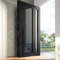 Pintu Masuk Depan Rumah Modern dari Aluminium Eksterior dengan Sistem Pivot Keamanan, Lapisan Hitam Mengkilap, Kustom Pabrik Oman