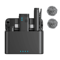 Microphone de Lavalier sans fil professionnel 2-en-1 pour iPhone Pad Android C Étui de chargement à double suppression de bruit Clip Plug-Play