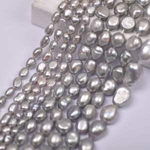 Cadena de Perlas Barrocas Verde Pavo Real de 40 cm, Perlas Sueltas de Agua Dulce de Arroz Negro de 3-4 mm, Material Natural - Product Image 1