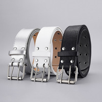 Ceinture à boucle double à fentes d'aération, avec poches d'air, en alliage, pour homme et femme, accessoire de mode tendance