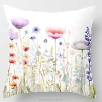 Housses de coussin décoratives en velours doux à motifs floraux printaniers et oiseaux de jardin, 18x18 pouces, pour l'extérieur et la décoration intérieure