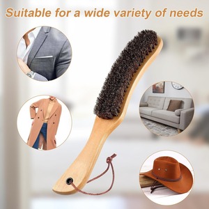 Boar Bristle Beech Wood Handle Horse Hair Natural Reusable Garment <b>Brush</b> for Suits Cashmere Wool Velvet Suede and <b>Pet</b> Hair - Product Image 2