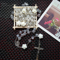 Vente en gros de collier chapelet en cristal collier catholique Jésus Christ église prière collier religieux