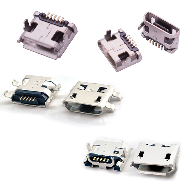 USB Connector Micro 5 Pin DIP USB Connector Female Part B Type Miniature Usb Socket for Cell Phone Charging Pin Connector