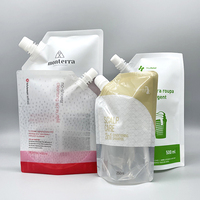 Sac de recharge liquide imprimé sur mesure, sac de détergent transparent, pochette à bec verseur, emballage liquide en plastique