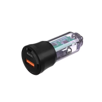 Pengisi daya mobil PD 20W 5V 3A, produk baru pengisi daya Cepat transparan port usb Tipe c teknologi pengisi daya ponsel penjual terbaik