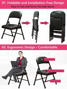 Chaise pliante moderne en fer portable avec dossier et siège rembourré, mobilier de jardin et de parc pliable pour l'extérieur - Product Image 3