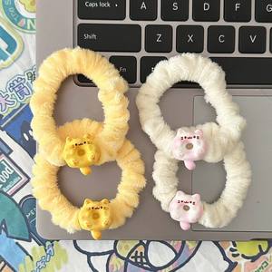 Cintas para el pelo de felpa blanca de alta calidad para mujer, venta al por mayor de fábrica, diseño de gatito de dibujos animados, banda de goma de estilo dulce, bandas para el cabello para niños - Product Image 1