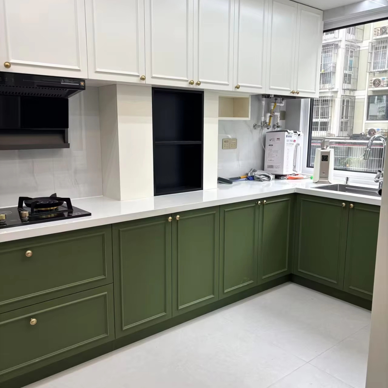 Modern Green Melamine Board Kitchen Cabinet