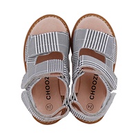 Sandales en cuir véritable pour enfants, nouvelles chaussures plates pour l'extérieur, à bout ouvert, pour garçons,