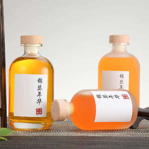 100Ml 250Ml 375Ml 500Ml Vòng Rõ Ràng Frosted Chai Rượu Vodka Chai Thủy Tinh Với Gỗ Nút Chai Stopper - Product Image 4