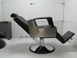 Sillón de Barbería Hidráulico Moderno, Cuero Sintético, Altura Ajustable, Reclinable, Base Redonda, Diseño Contemporáneo - Product Image 2