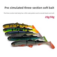 Leurre Bionique en PVC en forme de queue de poisson, grande queue en T, trois segments, imitation de poisson souple, leurres multicolores