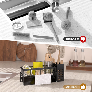 Distributeur de savon noir en acier inoxydable 304 antirouille, organiseur de cuisine et support de rangement sous évier de salle de bain - Product Image 4