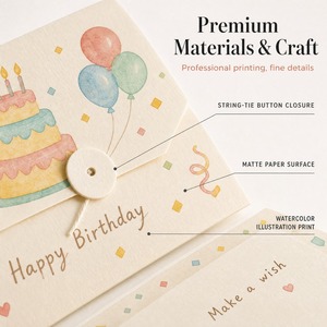 Biglietto di Auguri Personalizzato con Chiusura a Bottone, Stile Minimalista, Desideri Sinceri per Amici, Famiglia, Colleghi - Product Image 2