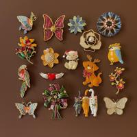 Broches de sécurité en émail métallique, motifs animaux et plantes tendance, fruits et aliments variés, badges mignons pour sac à dos