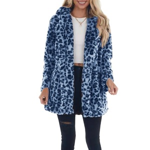 Herbst Winter Leopardenmuster Damen Mode Kunstfell Taschen Loser Pelzmantel Warm - Product Image 4