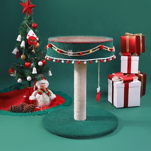 Poste de escalada para gatos pequeños de interior, poste de rascado de Navidad, torre de árbol de gato creativa, rascador de gato con juguetes colgantes - Product Image 1